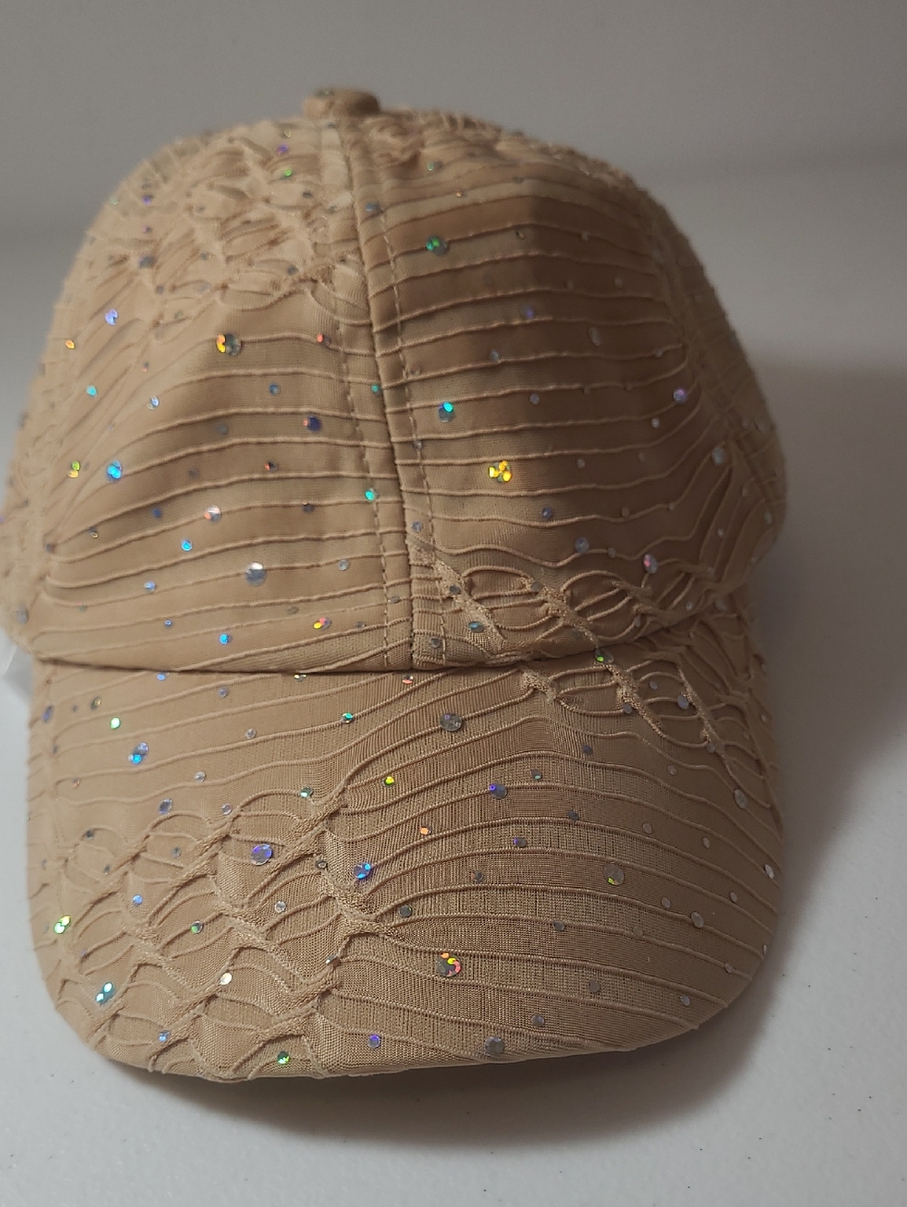 Hollywood Color Company HCC Cap With Sequins Decor Tan/Carmel  Adjustable Strap